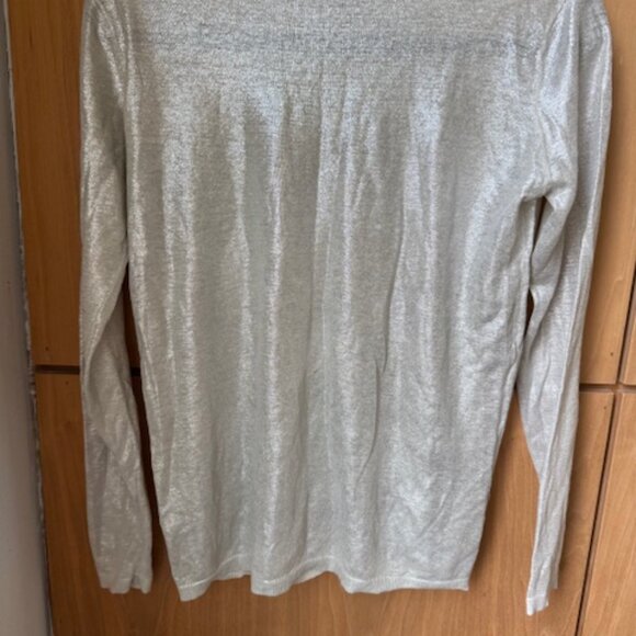 Pre-Loved Club Monaco Beige Metallic Linen Sweater - Size Medium - Picture 3 of 6